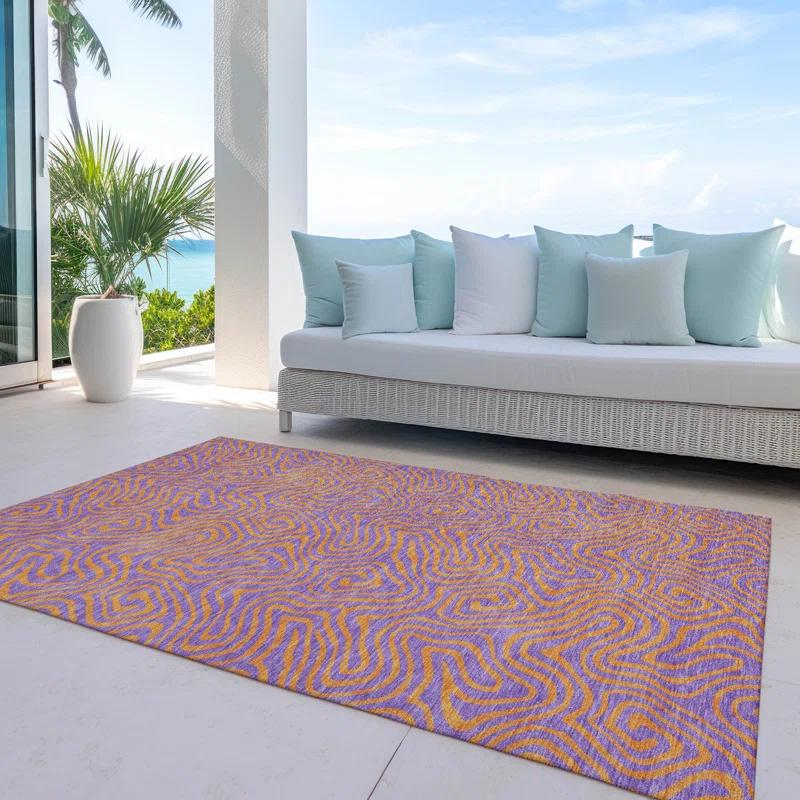 Machine Washable Indoor/Outdoor Chayden ACN1031 Purple 2'3" x 7'6" Runner Rug