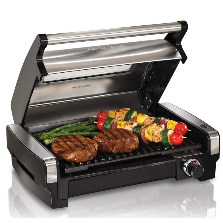 Hamilton Beach Hamilton Beach® Electric Indoor Searing Grill with Removable Non-Stick Grate, Viewing Window & Adjustable Temperature Control to 450°F, 118 sq. in. Surface Serves 6