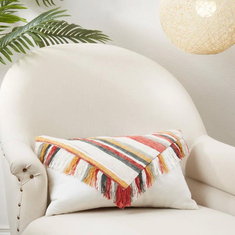 Saro Thana Collection Tassels Cotton Throw Pillow