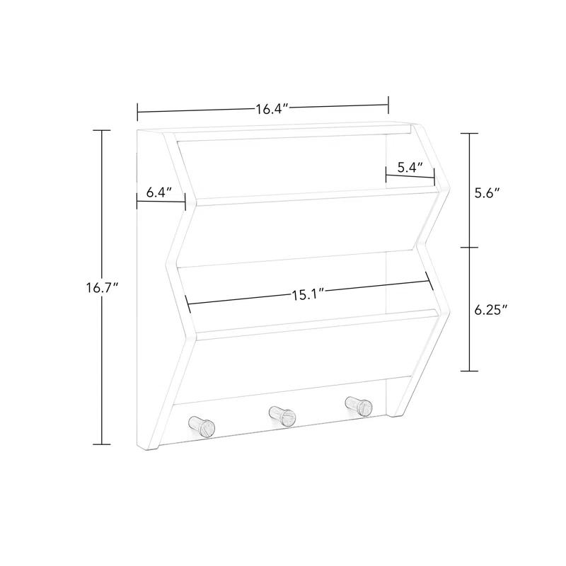 RiverRidge Home RiverRidge Kids Catch-All Wall Bookshelf with 2 Toy Storage Cubbies and 3 Wooden Hooks for Playroom, Nursery, and Reading Nook - White