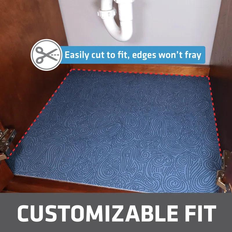 Drymate XL Under Sink Mat, Protective Cabinet Liner For Kitchen & Bathroom - Absorbent, Waterproof, Trimmable (24”x59”) (Borage Blue) (USA Made)