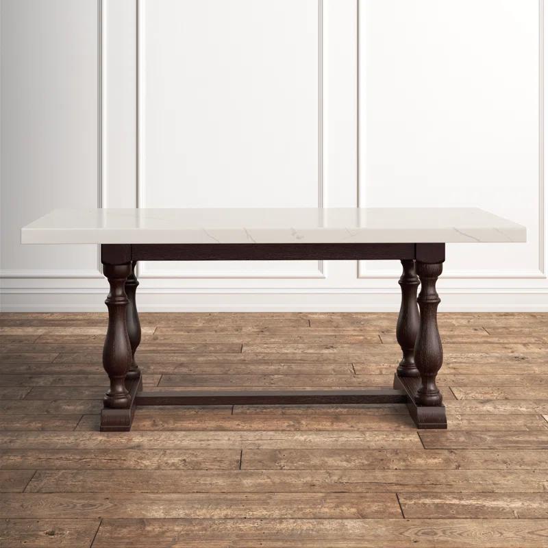 Kelly Clarkson Home Concert Marble Top Dining Table in White and Weathered Espresso