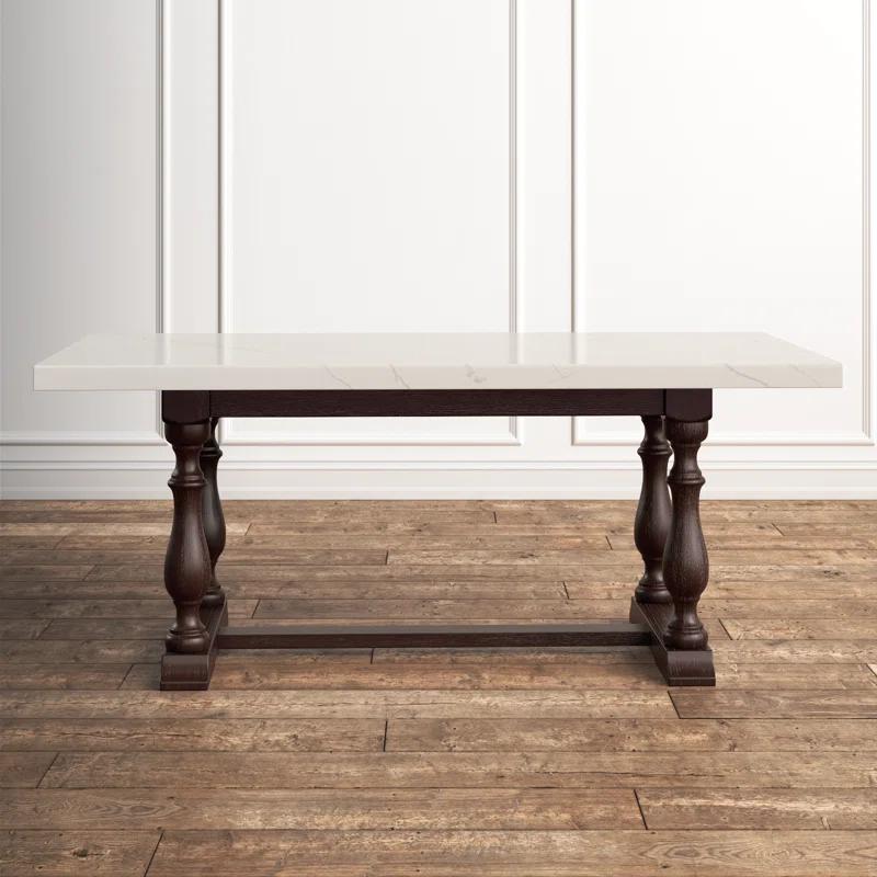 Espresso Elegance Rectangular Dining Table with White Marble Top