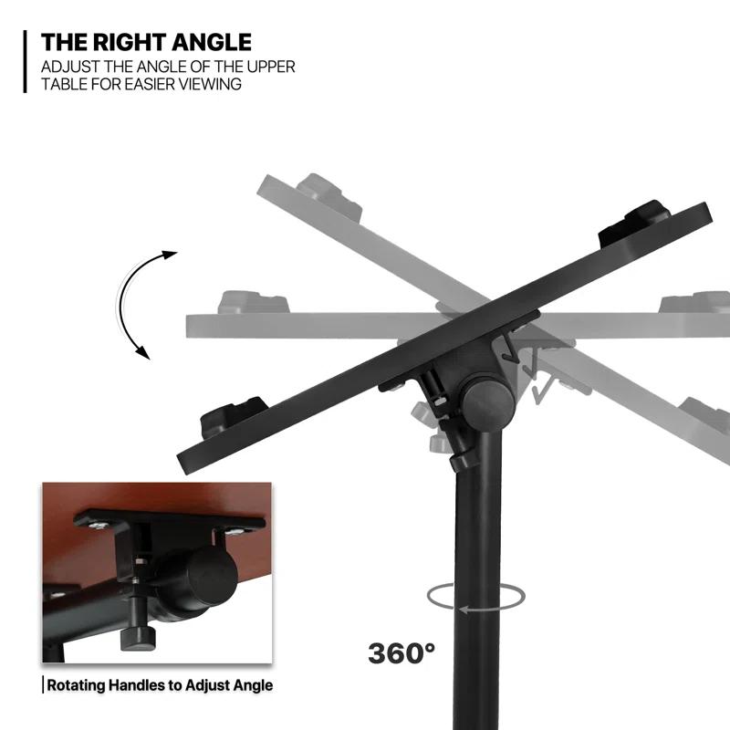 Adjustable Standing Desk Laptop Cart Tray Stand Mobile Rolling Tiltable Bedside Table