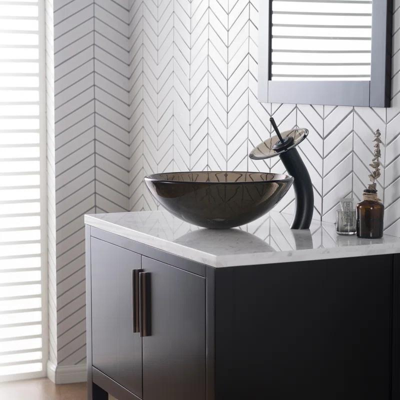 Kraus KGW-1700ORB-BRCL Premium Faucet Glass Waterfall  Vessel Bathroom Sink
