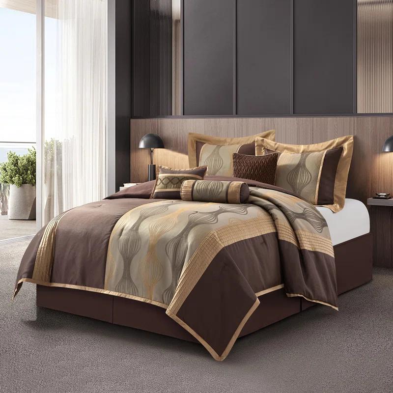 Nanshing America, Inc Kath 7 Piece Microfiber Modern & Contemporary Comforter Set