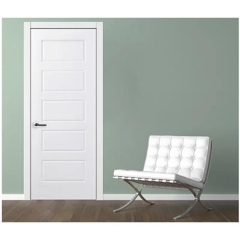 Nova Hardware 5-Panel Soft White Laminated Traditional Interior Door Slab Only