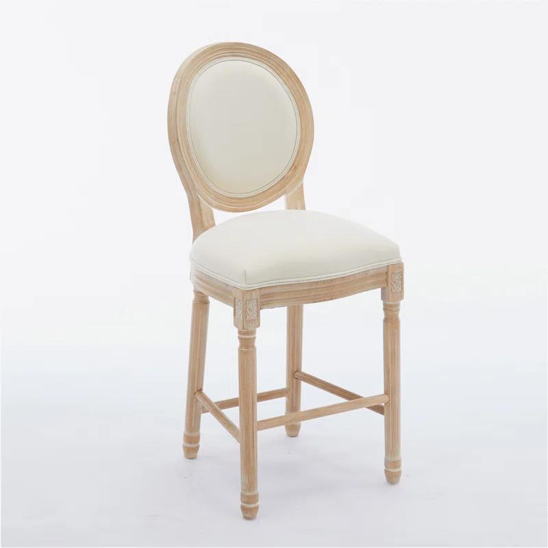 Rosdorf Park Solid Wood Bar stools Set of 2, Classic French Country Wooden Barstools with Upholstered Seating