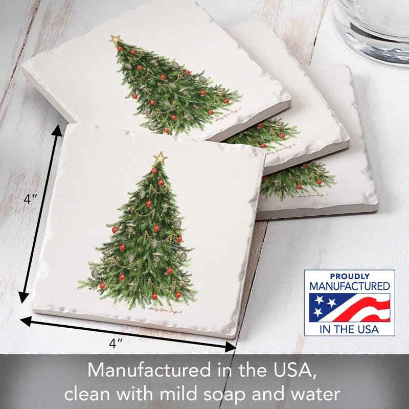 CounterArt O Christmas Tree 4-Pack Tumbled Tile Coasters (Set of 4)