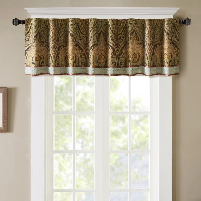 Canovia Springs Damask Tailored 53.93'' W Window Valance in Brown