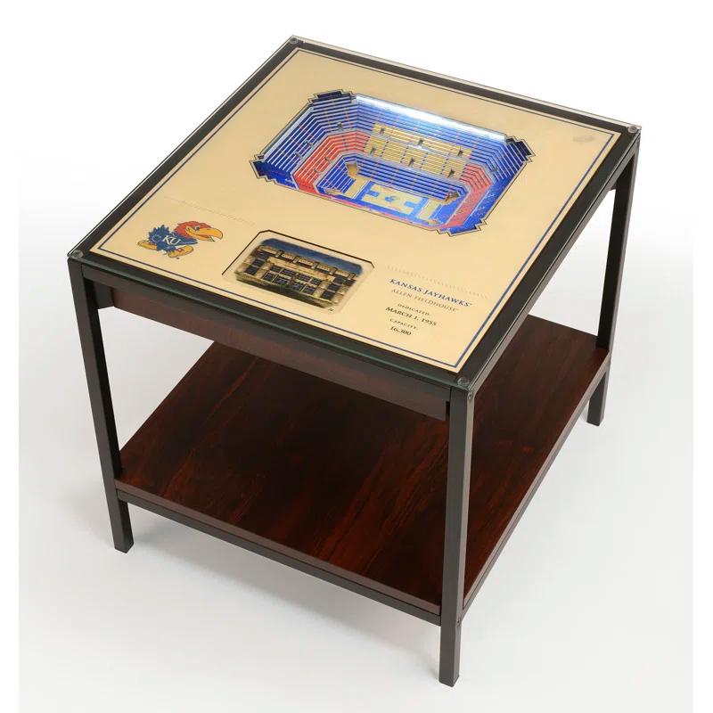 YouTheFan Glass Top End Table