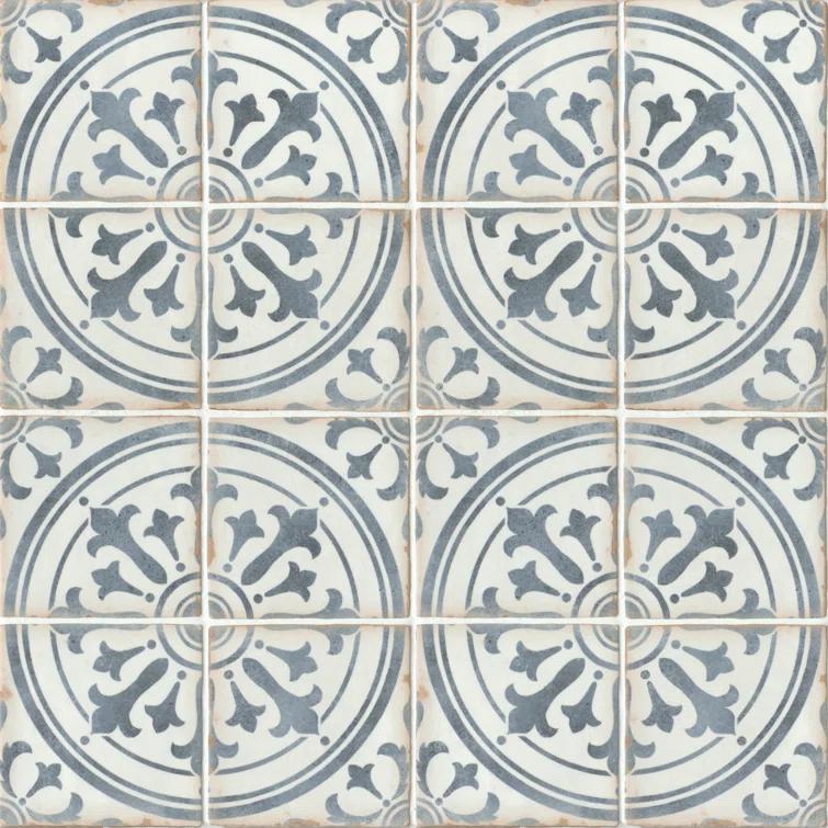 Bedrosians Casablanca 5" x 5" Ceramic Patterned Floor Use Tile (Set of 32)