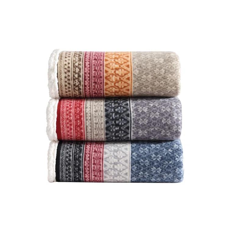 Eddie Bauer Eddie Bauer Printed Plush Fleece/Sherpa Oversized Throw Blanket