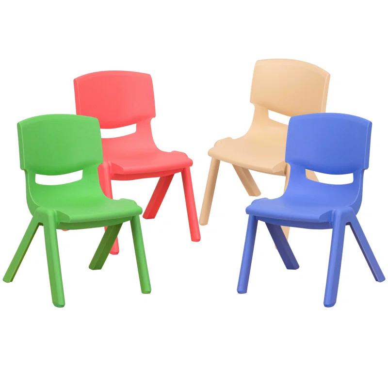 Flash Furniture Goddard Plastic Stack School Chair with Seat, 3rd-7th School Chair (Set of 4)
