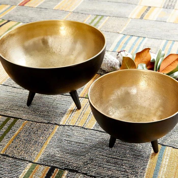 Footed Brass/Black Bowl