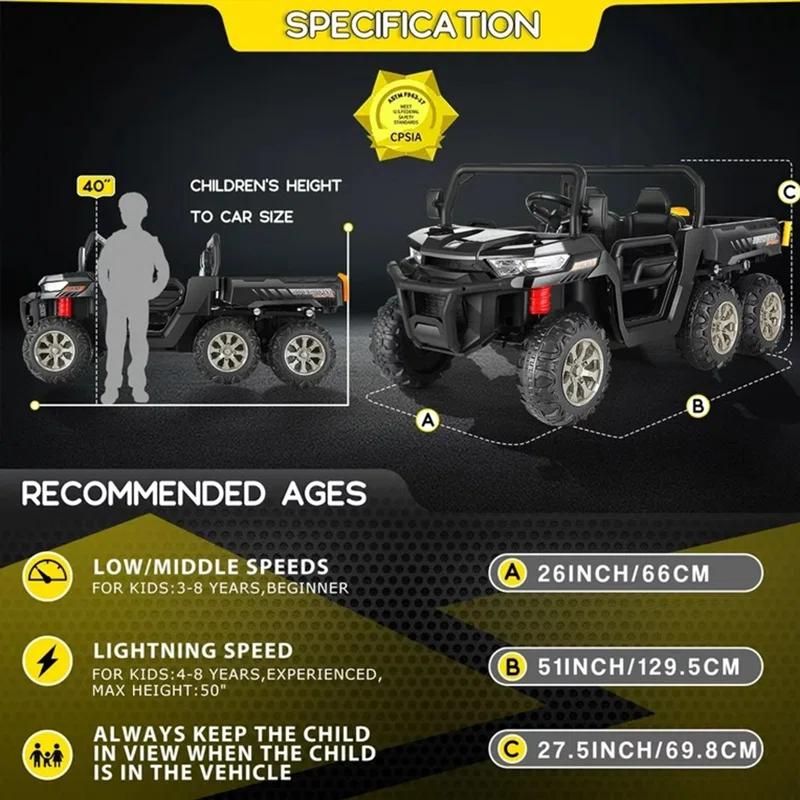 JOYRACER 24V 2 Seater Ride On Dump Truck with Remote Control , Electric UTV Car with Electric Dump Bed, 4WD Power Ride Cars W/6 Wheels Ride On Toys with Shovel Music Player