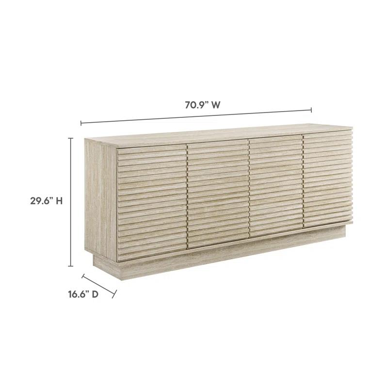 Modway Render 70" Faux Travertine Sideboard Cabinet TV Stand In Travertine