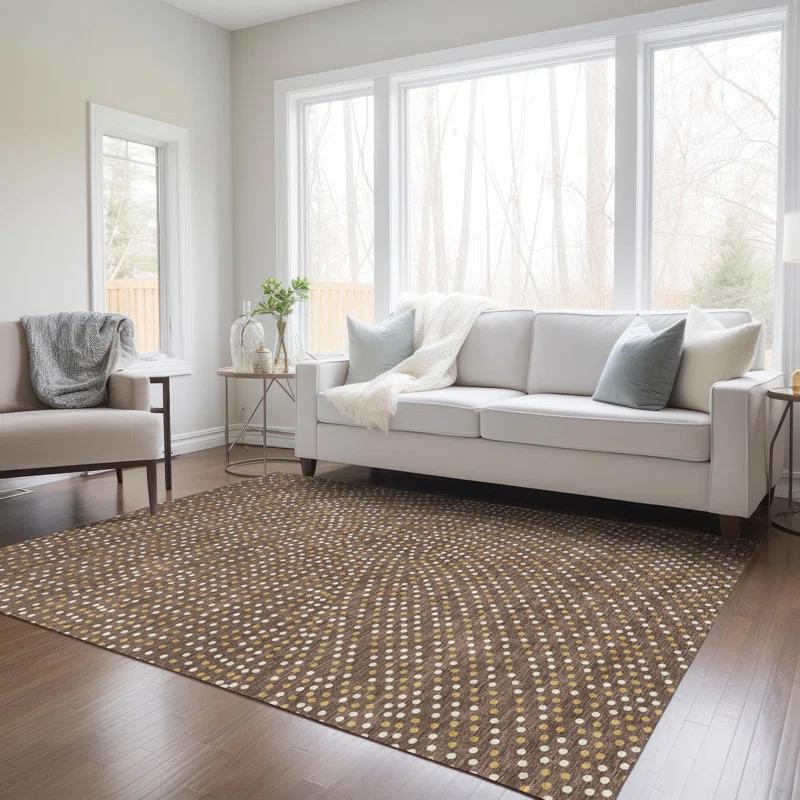 Machine Washable Indoor/Outdoor Chayden ACN1021 Brown 9' x 12' Rug
