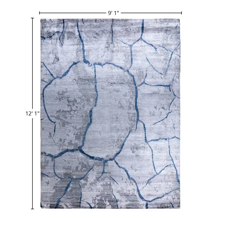 Solo Rugs Modern One-of-a-Kind Hand-Knotted Area Rug - Gray, 9' 1" x 12' 1" | Wayfair