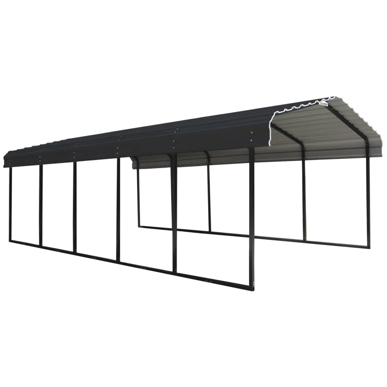 Arrow Steel Carport, Galvanized Black/Charcoal