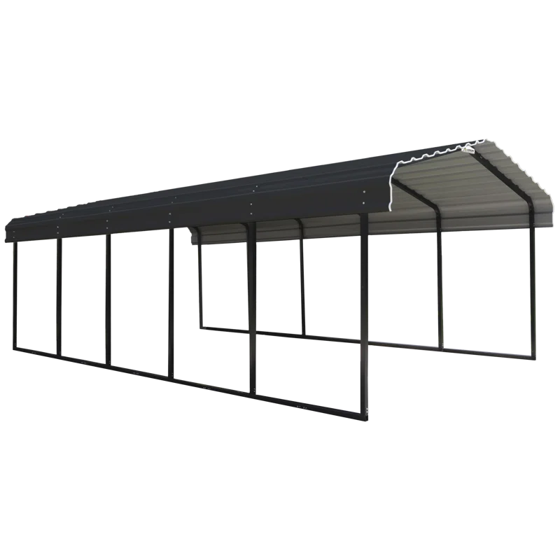 Arrow Steel Carport, Galvanized Black/Charcoal