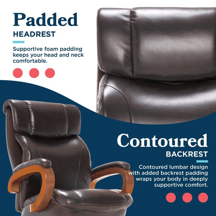La-Z-Boy Big and Tall Trafford Executive Office Chair with AIR Ergonomic Support Technology, High Back Ergonomic Chair with Lumbar Support, Bonded Leather & Reviews | Wayfair