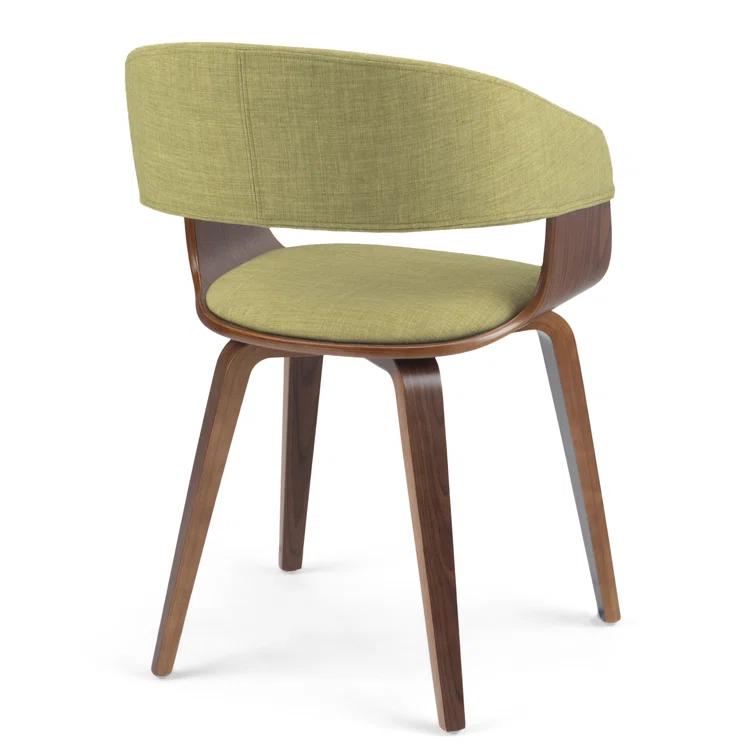 Lowell Bentwood Upholstered Dining Chair with Curved Backrest in Mid-Century Modern Style