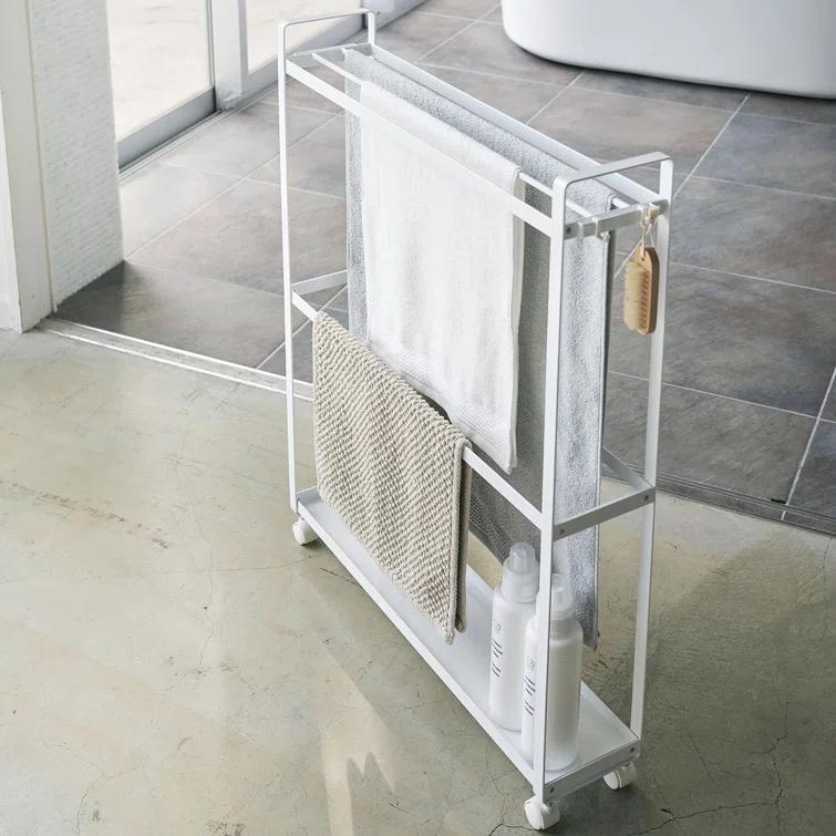 Yamazaki Home Tower Yamazaki Home Towel Rack And Bath Cart, Rolling Bathroom Storage Organizer 4292