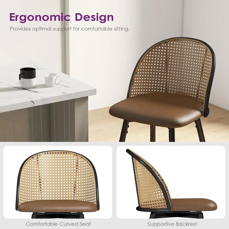 Bayou Breeze Upholstered Swivel Bar & Counter Stool (Set Of 2)