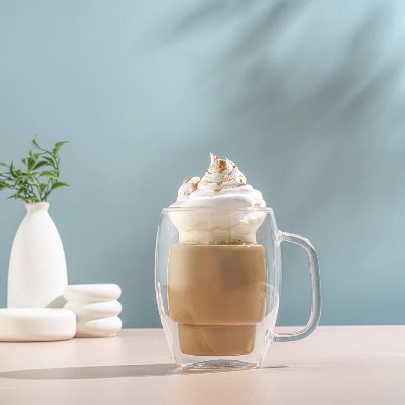 JoyJolt JoyJolt Cadus Double Wall Coffee Tea Glasses, 16oz (Set of 2)