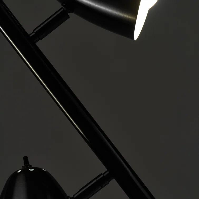 Brightech Jacob 64" Modern 3-Light Adjustable LED Floor Lamp with Black Finish and Metal Cone Shades, Bulbs Included