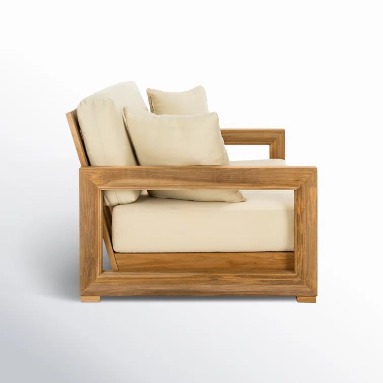 SAFAVIEH OUTDOOR COUTURE Montford 2-Seat Bench Natural Teak / Beige
