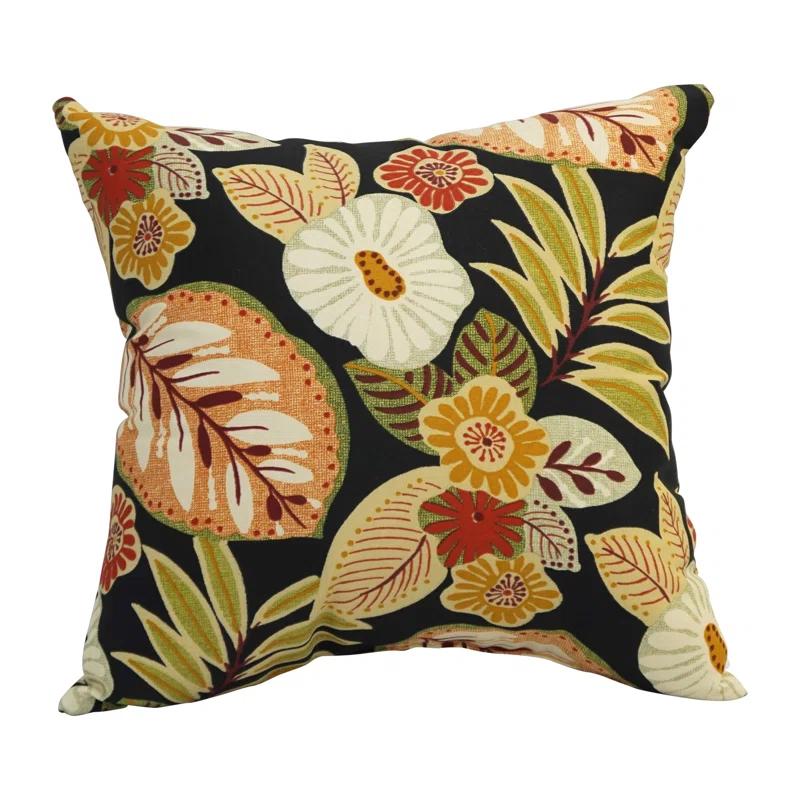 Blazing Needles Outdoor Cushion Collection Floral Indoor/Outdoor Reversible Throw Pillow (Set of 4)