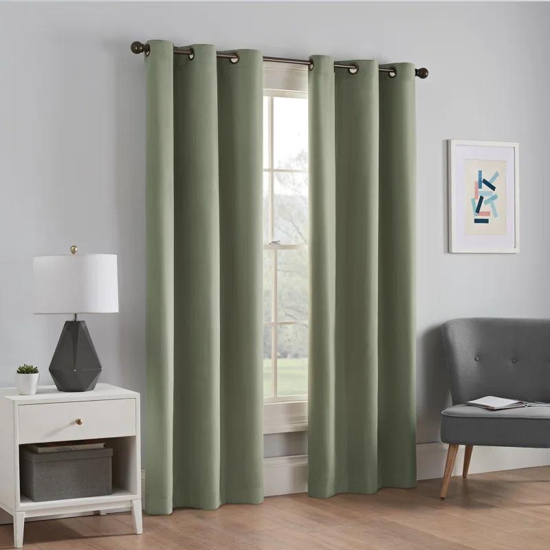 Eclipse Microfiber Blackout Grommet Curtains, Solid Thermaback Window Curtains