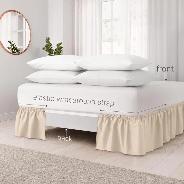 CGK Linens Ruffled Elastic Wrap Around Tailored Bed Skirt