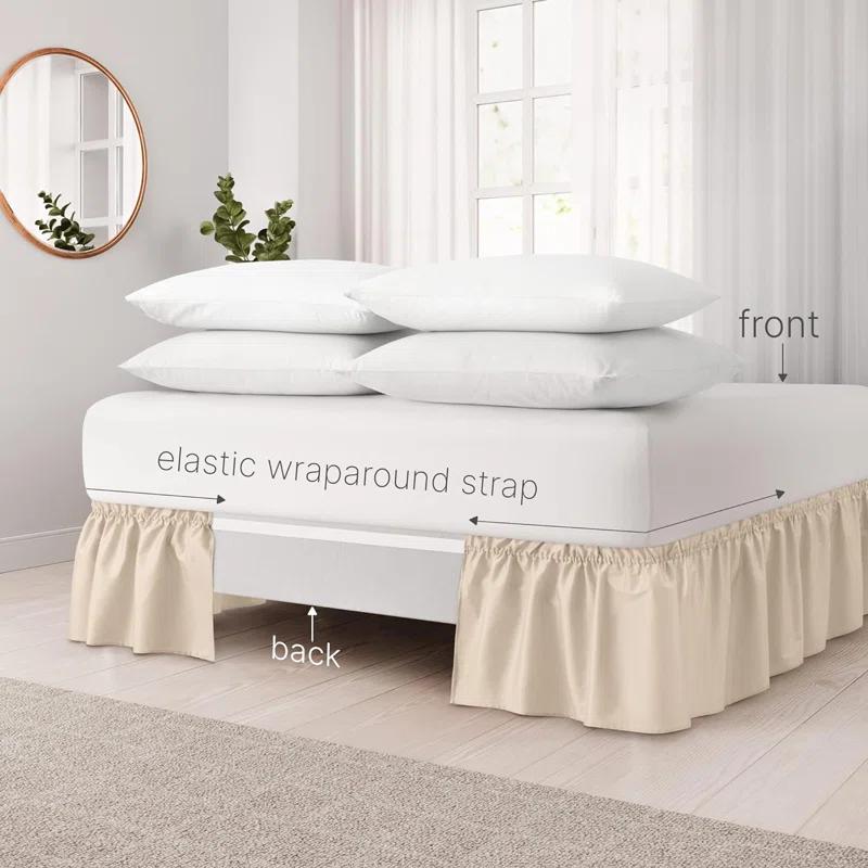 CGK Linens Ruffled Elastic Wrap Around Tailored Bed Skirt