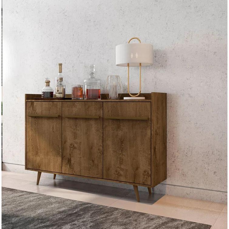 Manhattan Comfort Bradley 54" Sideboard with 4 Shelves in Rustic Brown