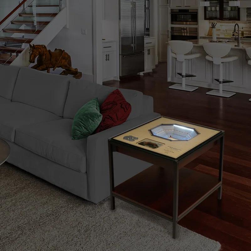 YouTheFan Glass Top End Table