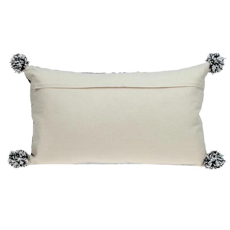 Parkland Collection Raven Pom-poms Cotton Reversible Throw Pillow