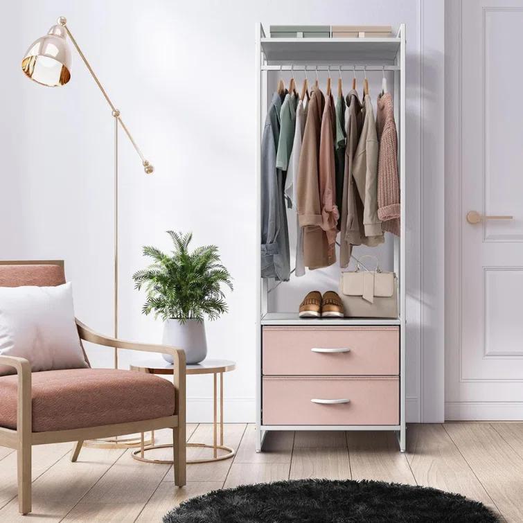 Sorbus Sorbus 2 Drawer Clothing Rack with Wood Top and Steel Frame