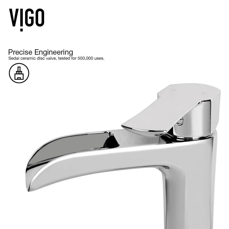 VIGO VGT2037 Starr 15" L x 15" W x 5" H Square White Matte Stone™ Vessel Bathroom Sink with 11" H Faucet