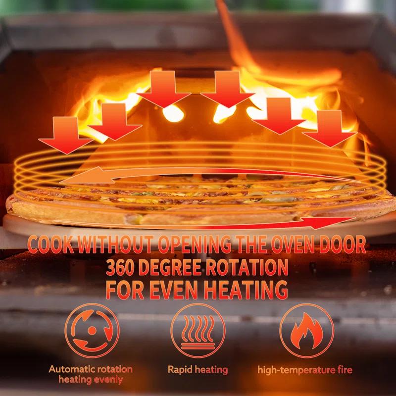 Mocoloo Automatic Outdoor Pizza Oven Portable Wood Fired Pizza Maker with Timer and Built-in Thermometer