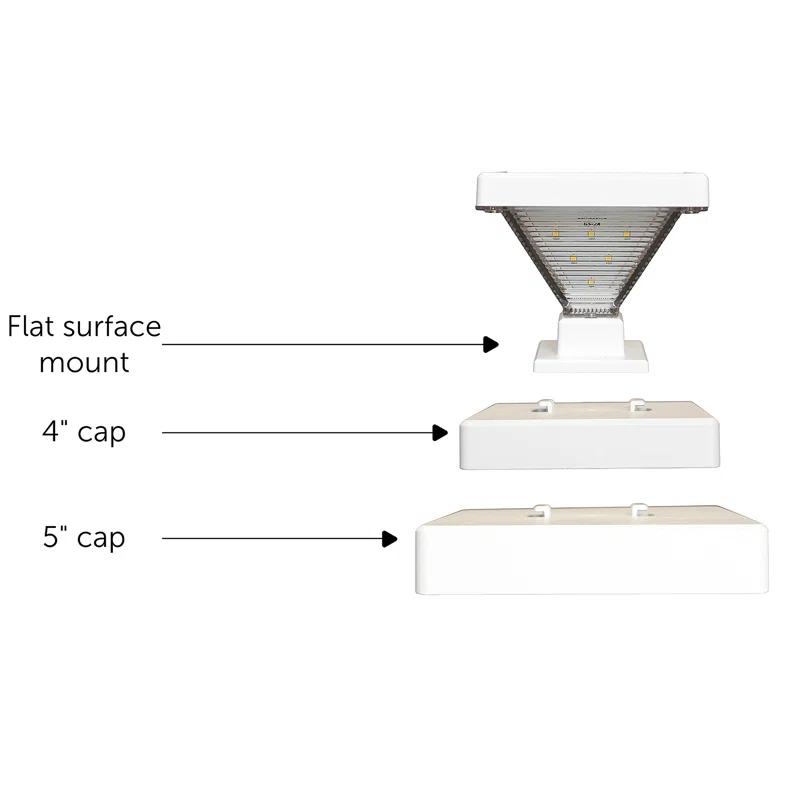 Gama Sonic Luxor Black 4x4 and 5x5 Solar LED Deck Post Cap Light with Warm White and Hi/Lo Mode for Backyard and Wood Fence(2-Pack) (Set of 2)
