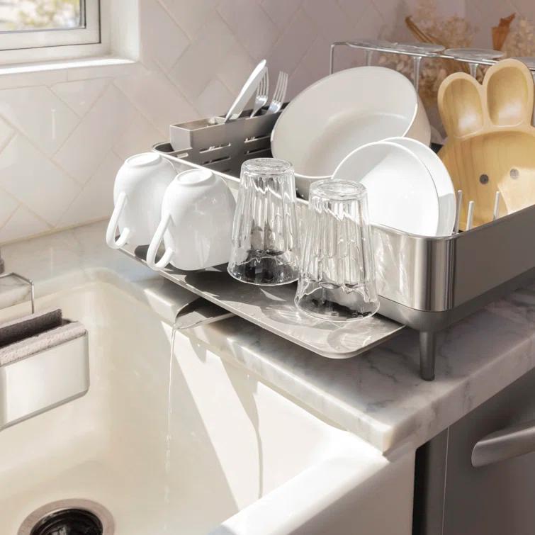Simplehuman Kitchen Dish Drying Rack, Brushed Stainless Steel
