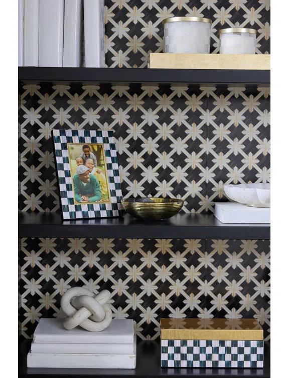 MacKenzie-Childs Courtly Check Large Lacquer Decorative Box With Hinged Lid