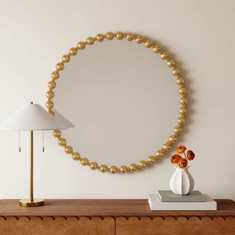 Marlowe Beaded Round Metal Wall Mirror