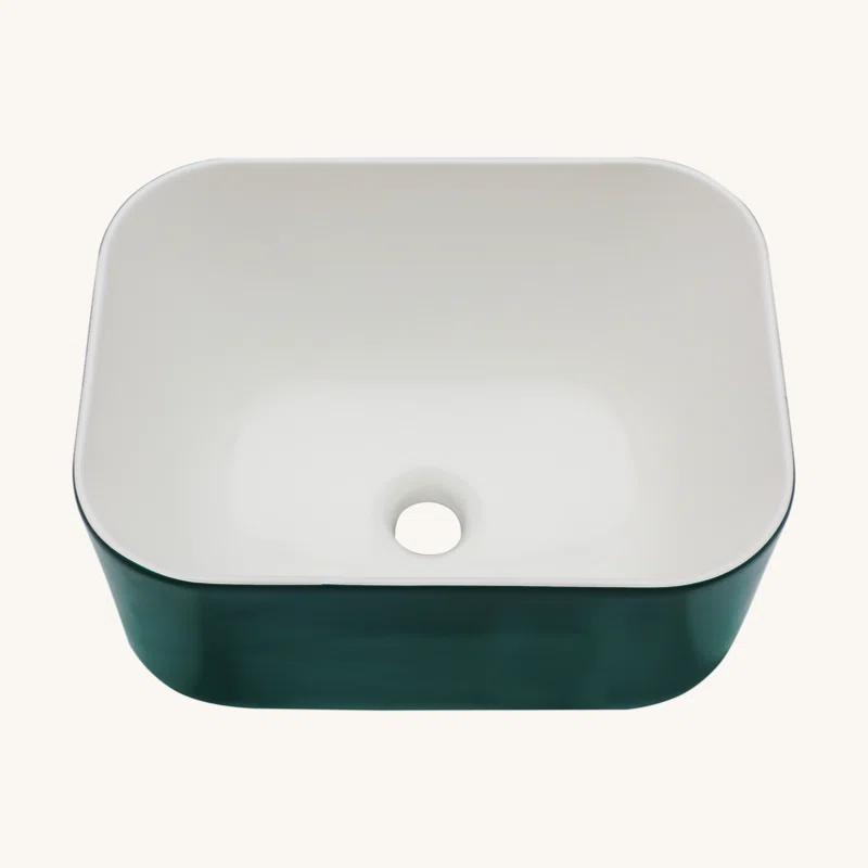 Tech Cube 16X12 Inch Ceramic Square Vessel Bathroom Sink TCYX05440A