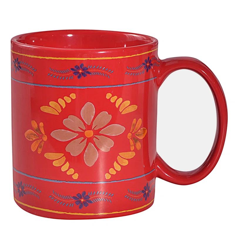 Paseo Road by HiEnd Accents Bonita Talavera Western Floral Ceramic Coffee Mug Set (Set of 4)