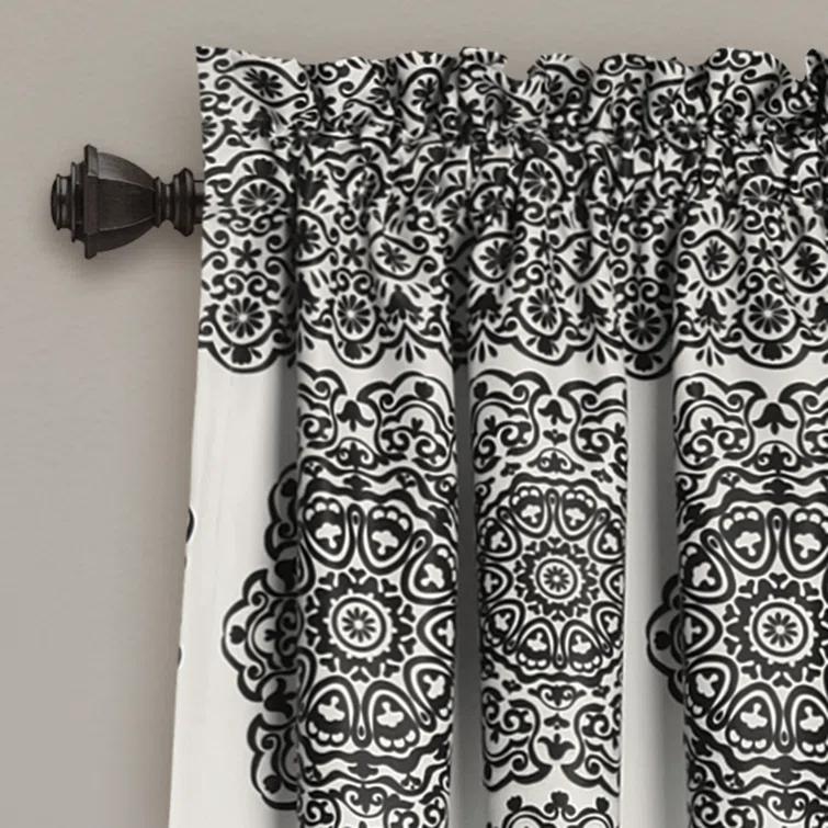 Lush Decor Stripe Medallion Polyester Room Darkening Curtain Pair (Set of 2)