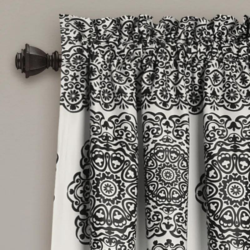 Lush Decor Stripe Medallion Polyester Room Darkening Curtain Pair (Set of 2)